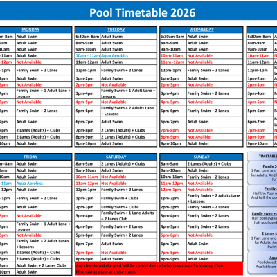 SPORTSCO Pool Timetable 2026
