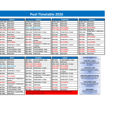 SPORTSCO Pool Timetable 2026